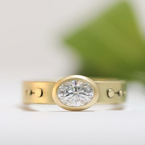 Engagement Ring Oval Moissanite Engagement 14k Gold 18k Gold Engagement Diamond-Alternative Engagement Band Conflict Free Alternative Unique image 1