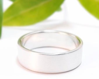Sterling Silver Wedding Band, Modern Matte Finish