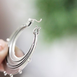 Silver Earrings / Sterling Silver Hoop Earrings / Round Silver Earrings / Silver Hoops Large Raindrop Earrings Handmade Earrings / Gifts image 4