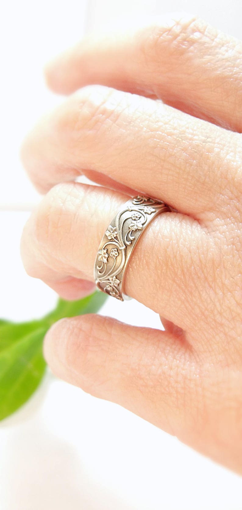 Wedding Band Wedding Ring Art Deco Ivy Ring 14k Yellow Rose Etsy