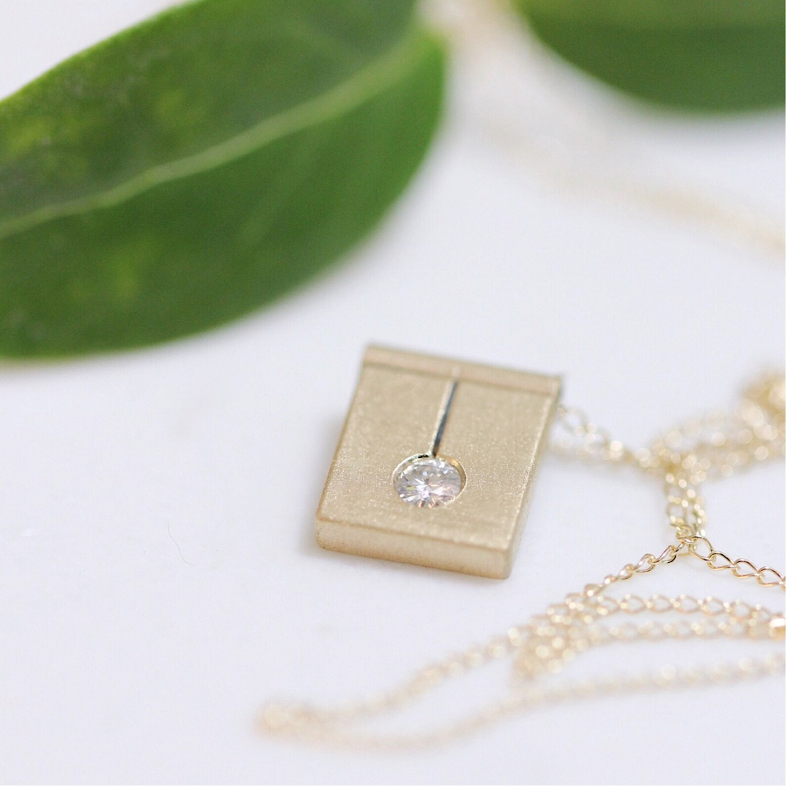 Gold Pendant Necklace Alternative Diamond Pendant Moissanite Etsy