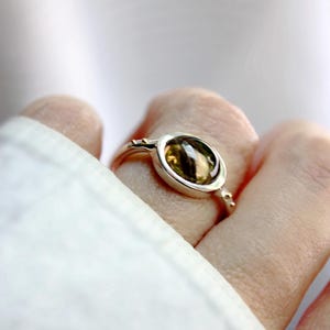 Emma Ring - June Birthstone Ring - Silver and Smoky Quartz - Cocktail Ring - Gemstone Ring - Brown Statement Ring