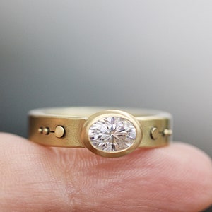 Engagement Ring Oval Moissanite Engagement 14k Gold 18k Gold Engagement Diamond-Alternative Engagement Band Conflict Free Alternative Unique image 9