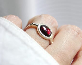 Garnet Cocktail Ring: Sterling Silver January Birthstone