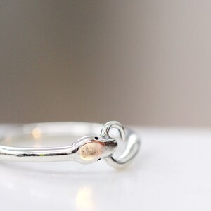 Puede incluir: Un anillo de serpiente de plata con una cabeza detallada y un acabado liso y pulido.