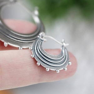 Silver Earrings / Sterling Silver Hoop Earrings / Round Silver Earrings / Silver Hoops Large Raindrop Earrings Handmade Earrings / Gifts image 6
