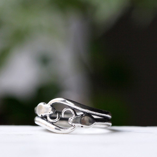 Silver Snake Ring Double Ouroboros Ring Statement Ring Sterling Silver Ring Gold Snake Ring Mens Ring Womens Ring Handmade Ring Reptile Ring