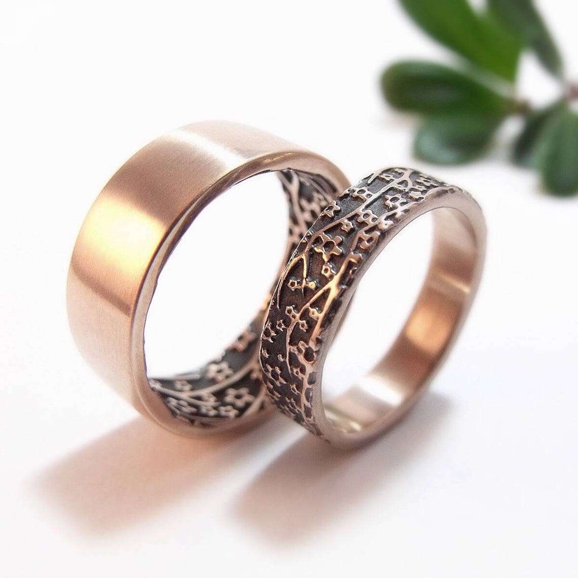 Womens Wedding Band Set Womens Wedding Ring Set Mens Wedding Etsy