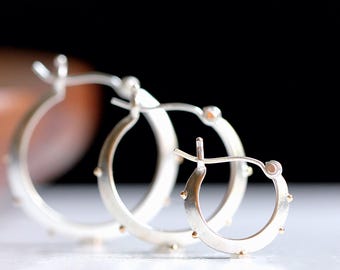 Sterling Silver Hoop Earrings with 14k Gold Balls