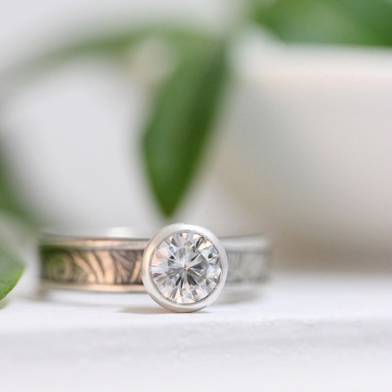 Engagement Ring Engagement Band 6mm Moissanite Solitaire Engagement Sunflower Silver Rose Yellow Gold Engagement Ring Womens Engagement