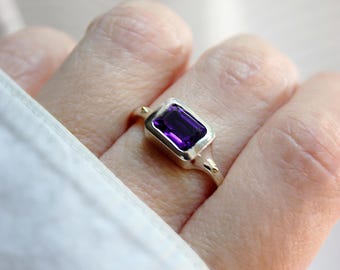 Amethyst Cocktail Ring: Sterling Silver February Birthstone