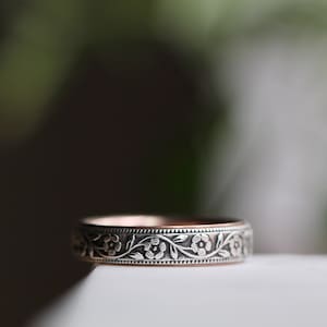 Skinny Wedding Band Womens Wedding Band For Her Sterling Silver Wedding Rose Gold Wedding Womens Wedding Ring Thin Narrow Petunia Wedding image 2