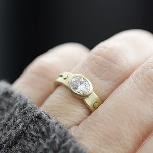 Engagement Ring Oval Moissanite Engagement 14k Gold 18k Gold Engagement Diamond-Alternative Engagement Band Conflict Free Alternative Unique image 8