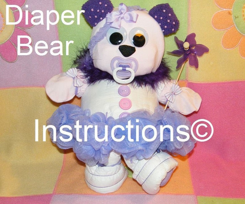 Diaper Bear INSTRUCTIONS diaper cake topper 4 baby shower Etsy Nederland
