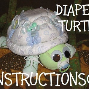 Learn how to make Scooter the Diaper Turtle. GR8 for baby nursery. Diaper cake keepsake image 1