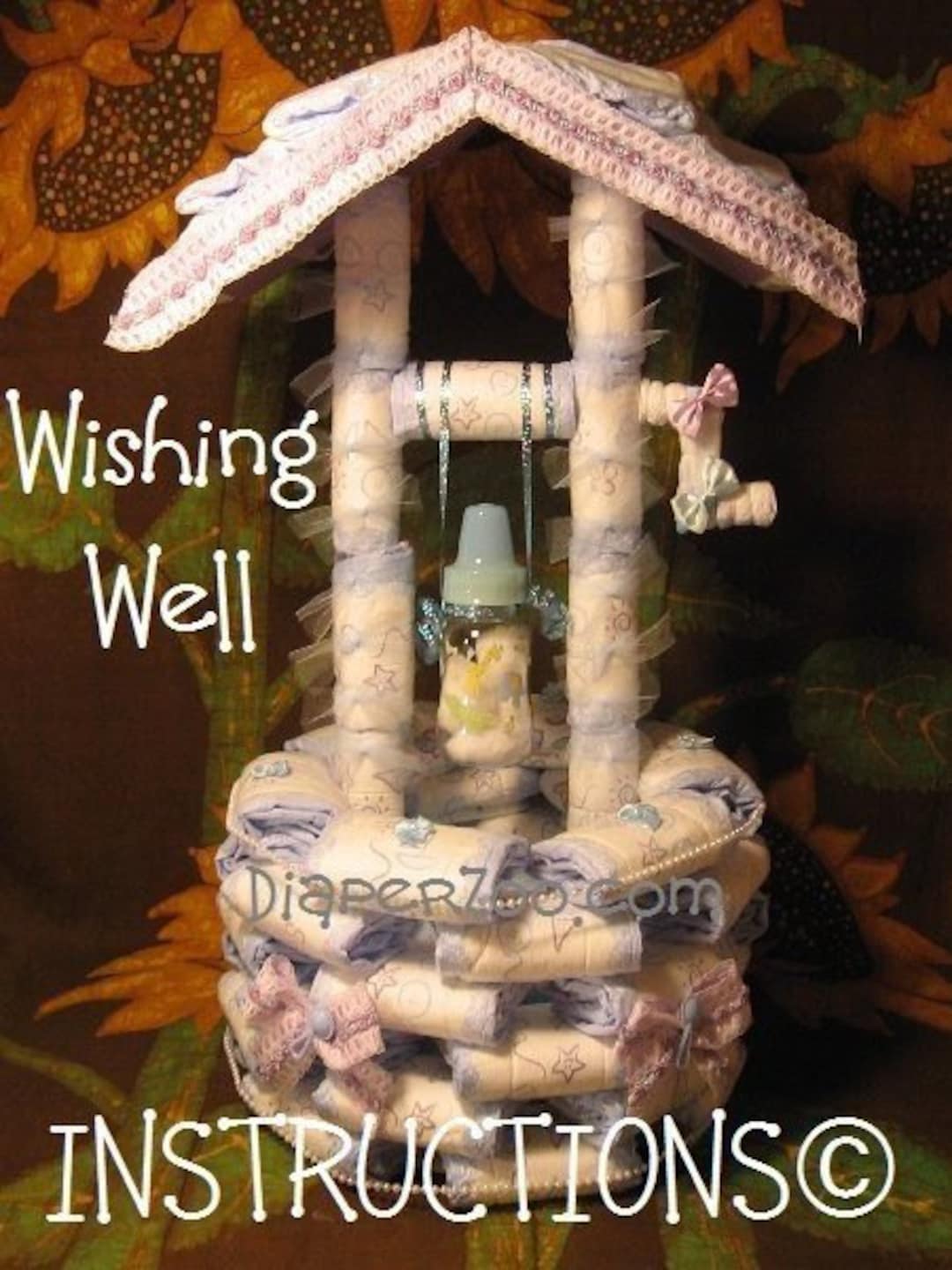 How 2 Make a Diaper WISHING WELL Instructions. GR8 for Baby Shower