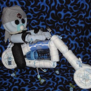 Instructions for a Blanket Biker Baby. GR8 gift for the motorcycle mama. Diaper cake keepsake image 2