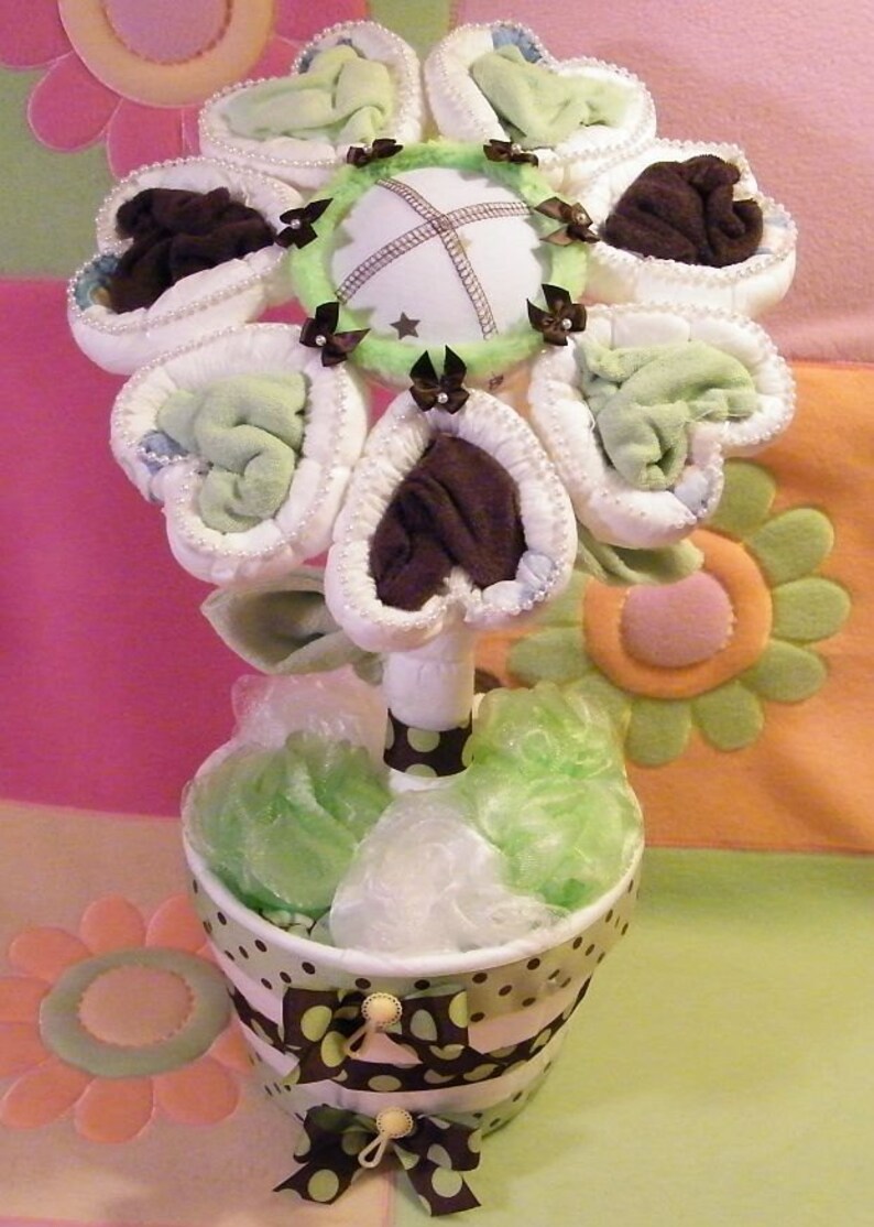 How to Make Diaper Flower Night Light. Diaper Cake Keepsake Etsy