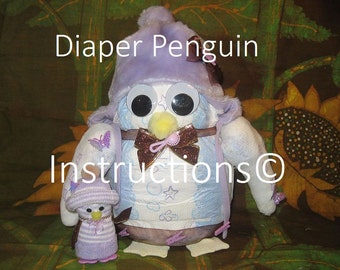 D.I.Y. Diaper Penguins - Instructions for Diaper Cake Topper - Penguins - Baby Shower Gift - Centerpiece