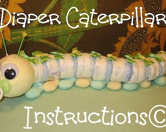 Learn to make a DIAPER CATERPILLAR Diaper Creation for Baby Shower Gift