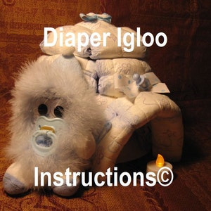 Diaper Cake Igloo INSTRUCTIONS. Night Light. Baby shower gift centerpiece keepsake. New baby. How to make image 3