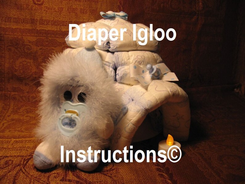Diaper Cake Igloo INSTRUCTIONS. Night Light. Baby shower gift centerpiece keepsake. New baby. How to make image 3
