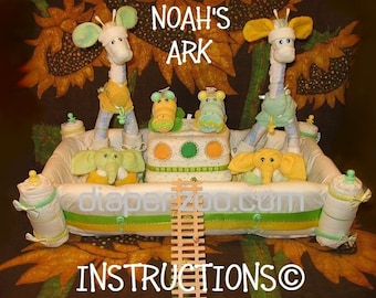 NOAH'S ARK Diaper Cake Instructions. Learn to make from baby items. It's MIRACULOUS