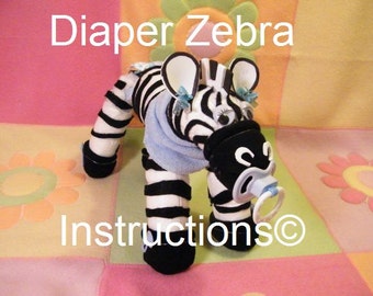 Diaper Zebra Instructions. Learn to make from diapers. Baby shower talk of the town. How to make it instructions.