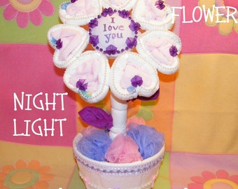 How to make Diaper Flower Night Light. Diaper Cake keepsake for baby shower. GR8 Centerpiece. Instructions only