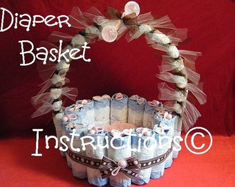 Diaper Basket INSTRUCTIONS. New Mom gift, Basket Fill with small items. How 2 - diaper Basket 4 Easter, Baby Showers, Centerpiece, decor DIY