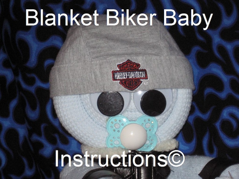 Instructions for a Blanket Biker Baby. GR8 gift for the motorcycle mama. Diaper cake keepsake image 1