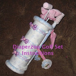 Instructies voor de 1e GOLF CLUB-set voor baby's. Gemaakt van luiers. Geweldig DIY-babycadeau voor golfouders, aandenken. Opberger voor babyartikelen. Vaderdagcadeau