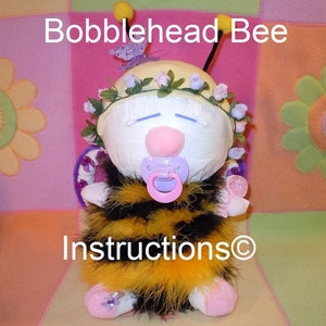 Diaper Bee Bobble Head Instructions. Diaper cake topper 4 baby shower keepsake, centerpiece.