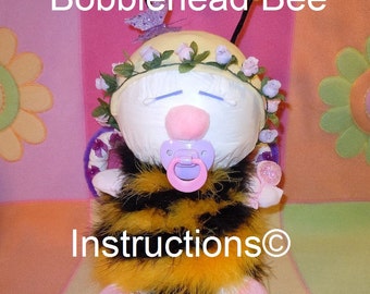 Diaper Bee Bobble Head Instructions. Diaper cake topper 4 baby shower keepsake, centerpiece.