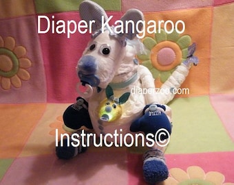 Instructions for Diaper Kangaroos. Baby Shower Gift. Diaper Cake Keepsake baby gift - how to make