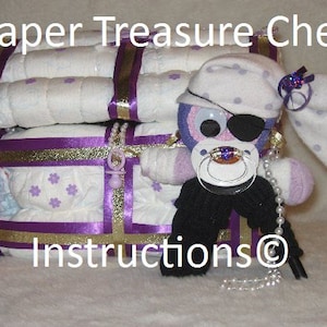 Tutorial de cofre del tesoro de pañales, pastel de pañales, regalo para bebé, baby shower, bienvenida al bebé, recuerdo de bricolaje, revelación de género, cápsula del tiempo, botín pirata.