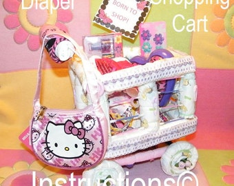 Born to Shop. How to Make Shopping Cart from DIAPERS. Baby Gift DIY instructions