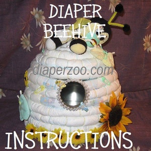 INSTRUCTIONS How to make a BEEHIVE from diapers. Great Gender Reveal idea; &quot;What&#39;s it gonna BEE?&quot; Baby shower centerpiece, keepsake, storage