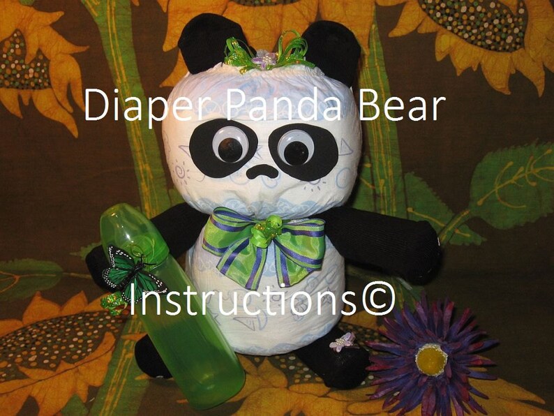 Learn to make a Panda Bear from diapers. Instructions Etsy