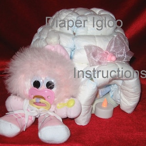 Diaper Cake Igloo INSTRUCTIONS. Night Light. Baby shower gift centerpiece keepsake. New baby. How to make image 1