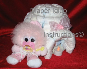 Diaper Cake Igloo INSTRUCTIONS. Night Light. Baby shower gift centerpiece keepsake. New baby. How to make