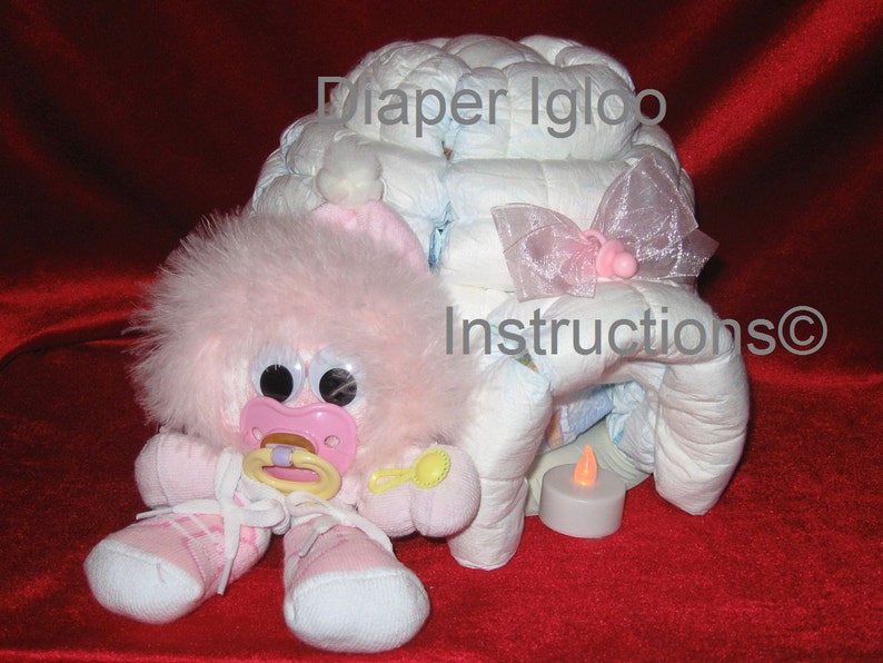 Diaper Cake Igloo INSTRUCTIONS. Night Light. Baby shower gift centerpiece keepsake. New baby. How to make image 1