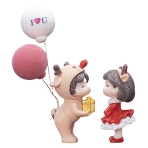 Cute couple mini figure statue car dashboard decor cartoon car interior ornament