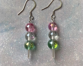 hanami dango earrings | beaded glass charms inspired by japanese snacks | gold or silver (18k gold-plated/unplated stainless steel)