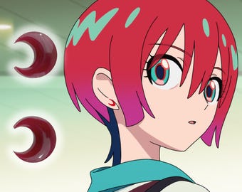 red moon earrings, inspired by gundam gquuuuuux | handmade resin studs with stainless steel posts for cosplay or everyday wear