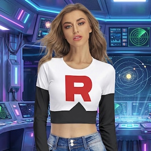 Team Long Sleeve Crop Top Rocket Shirt Uniform Costume