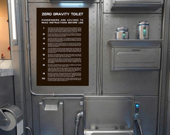Zero Gravity Toilet Instructions Removable and Reusable Wall Decal Sign 12 X 18 Inches Prop