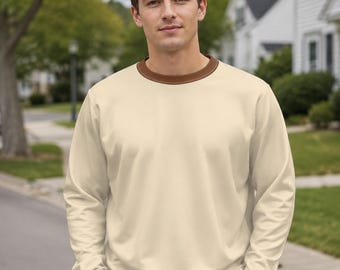 Cream and Brown Heavy Fleece Sweatshirt Gumball Adult Costume Shirt
