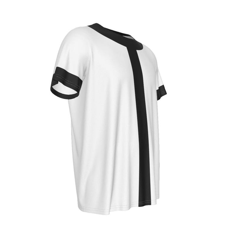 Black and White Round Neck Short Sleeve Adult Costume T-Shirt 10