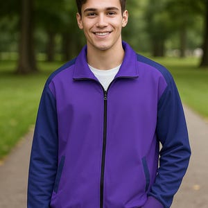 Trainer Paul Kostümuniform Fleecejacke Lila und Dunkelblau Marine